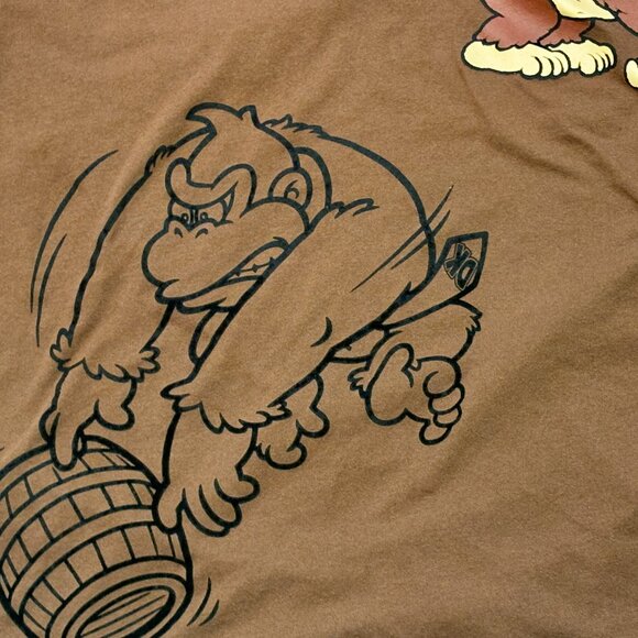 ~~Donkey Kong Shirt Nintendo All Over Print 2 Sided Diddy Kong Size XL Brown * - Picture 3 of 5